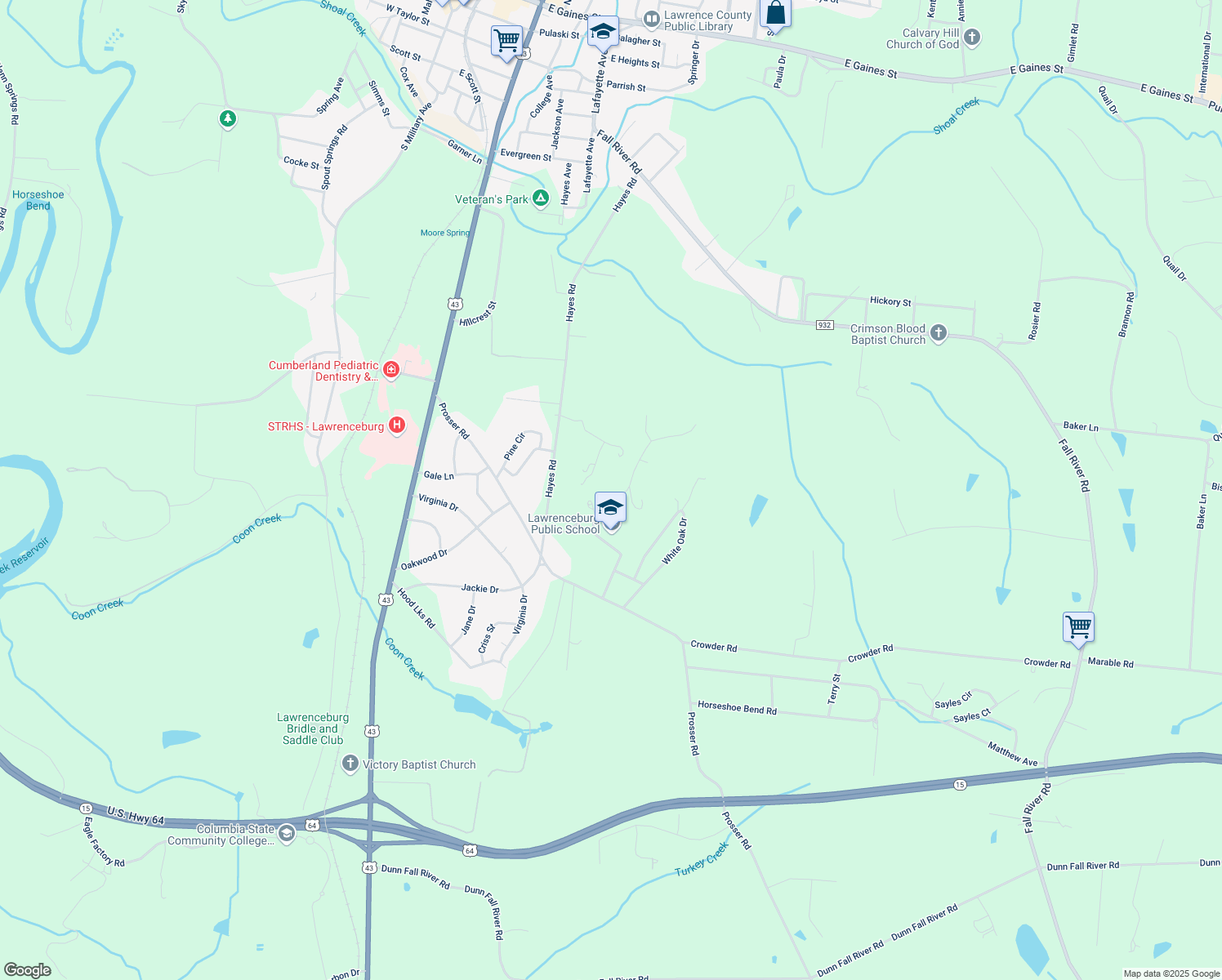 map of restaurants, bars, coffee shops, grocery stores, and more near 1049 Alex Dr in Lawrenceburg