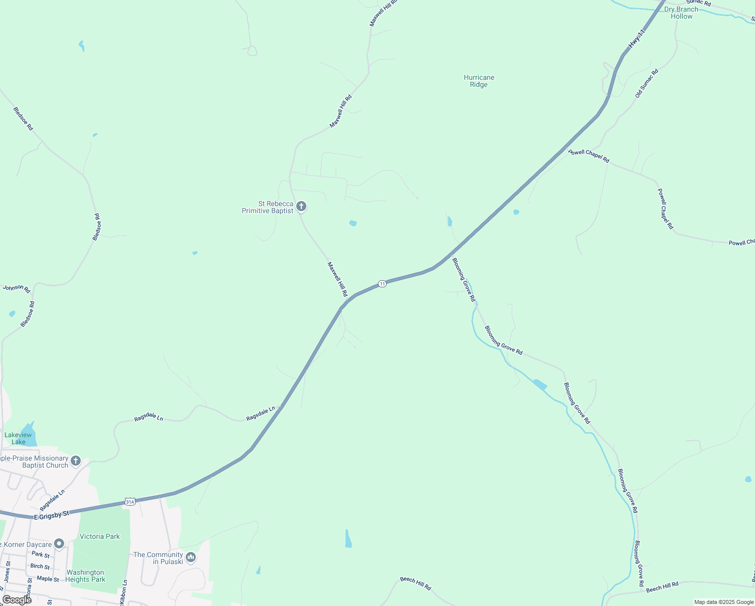 map of restaurants, bars, coffee shops, grocery stores, and more near 2240 Lewisburg Highway in Pulaski