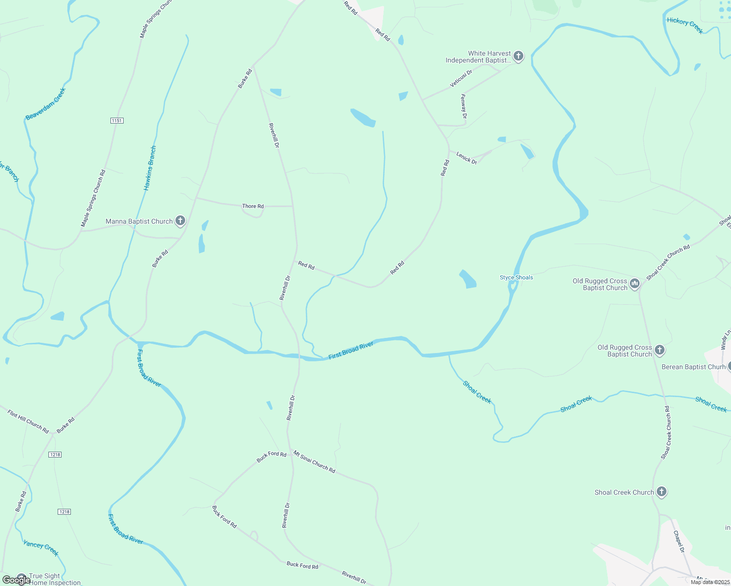 map of restaurants, bars, coffee shops, grocery stores, and more near 1930 Red Road in Shelby