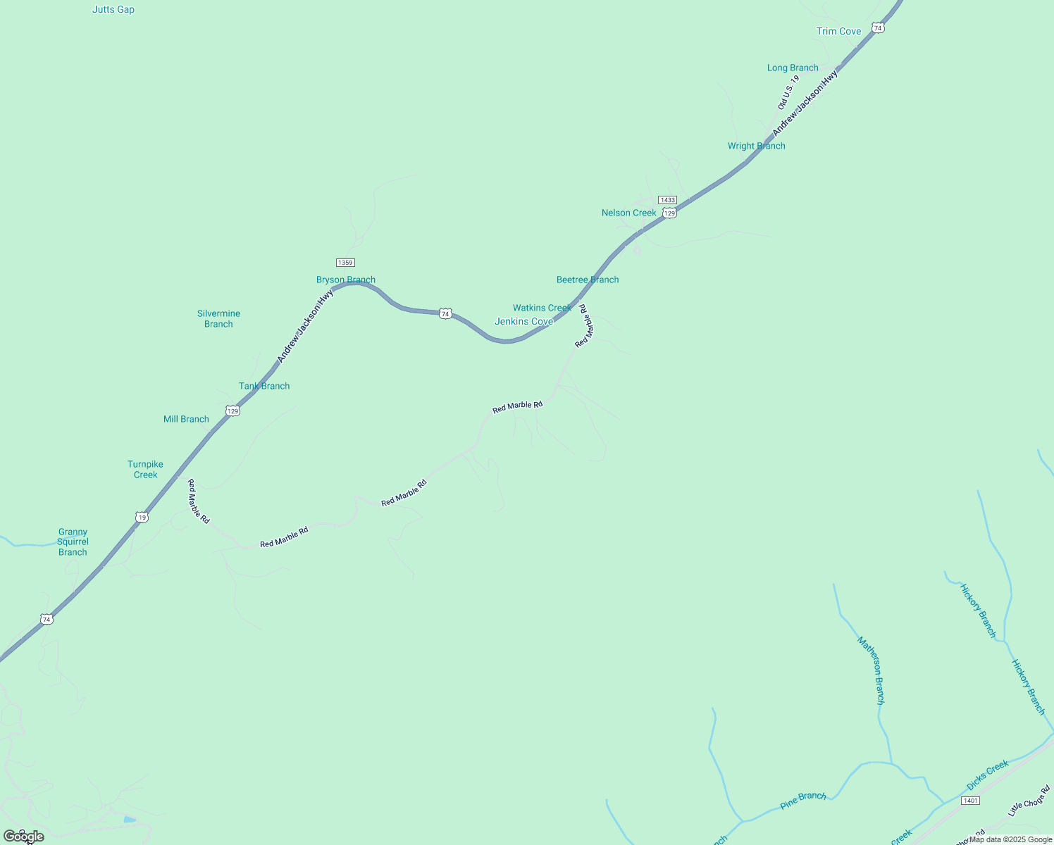 map of restaurants, bars, coffee shops, grocery stores, and more near 1520 Red Marble Road in Andrews