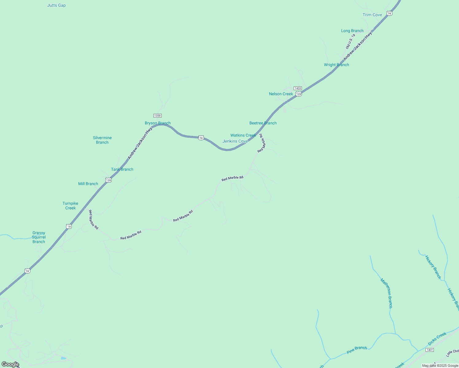 map of restaurants, bars, coffee shops, grocery stores, and more near 1520 Red Marble Road in Andrews