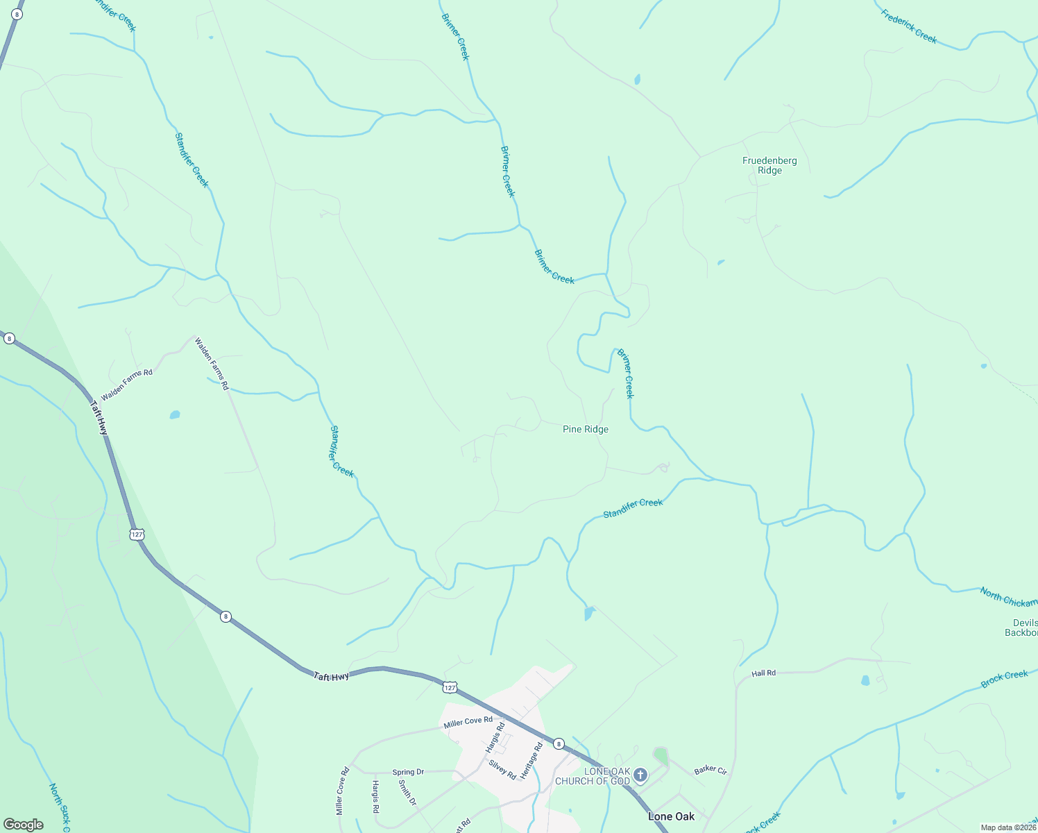 map of restaurants, bars, coffee shops, grocery stores, and more near 361 Pine Ridge Drive in Signal Mountain