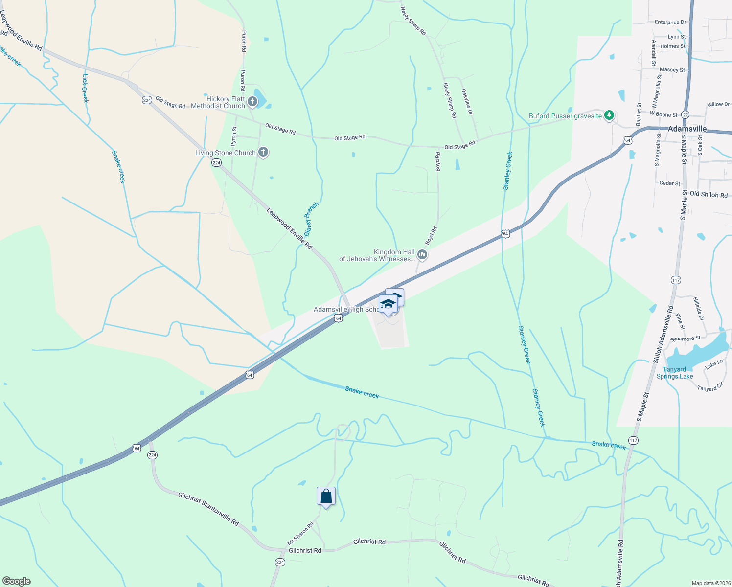 map of restaurants, bars, coffee shops, grocery stores, and more near 825 West Main Street in Adamsville