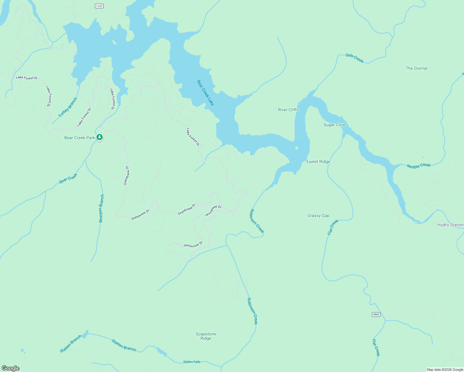 map of restaurants, bars, coffee shops, grocery stores, and more near 766 Lake Forest Drive in Tuckasegee