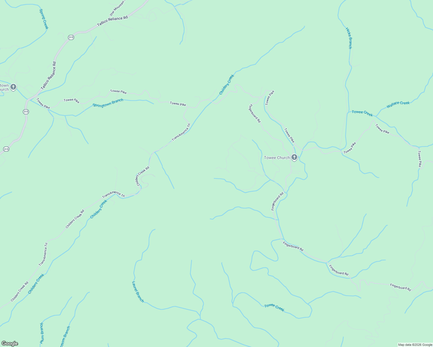 map of restaurants, bars, coffee shops, grocery stores, and more near 111 Upper Towee Lane in Reliance