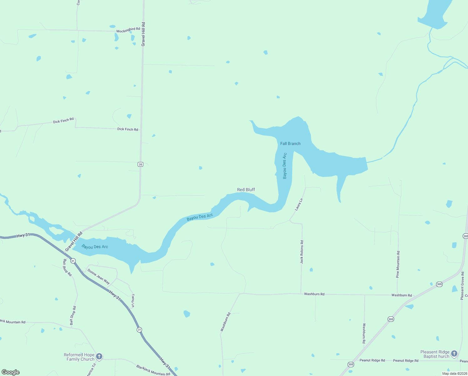 map of restaurants, bars, coffee shops, grocery stores, and more near Red Bluff View Drive in Searcy