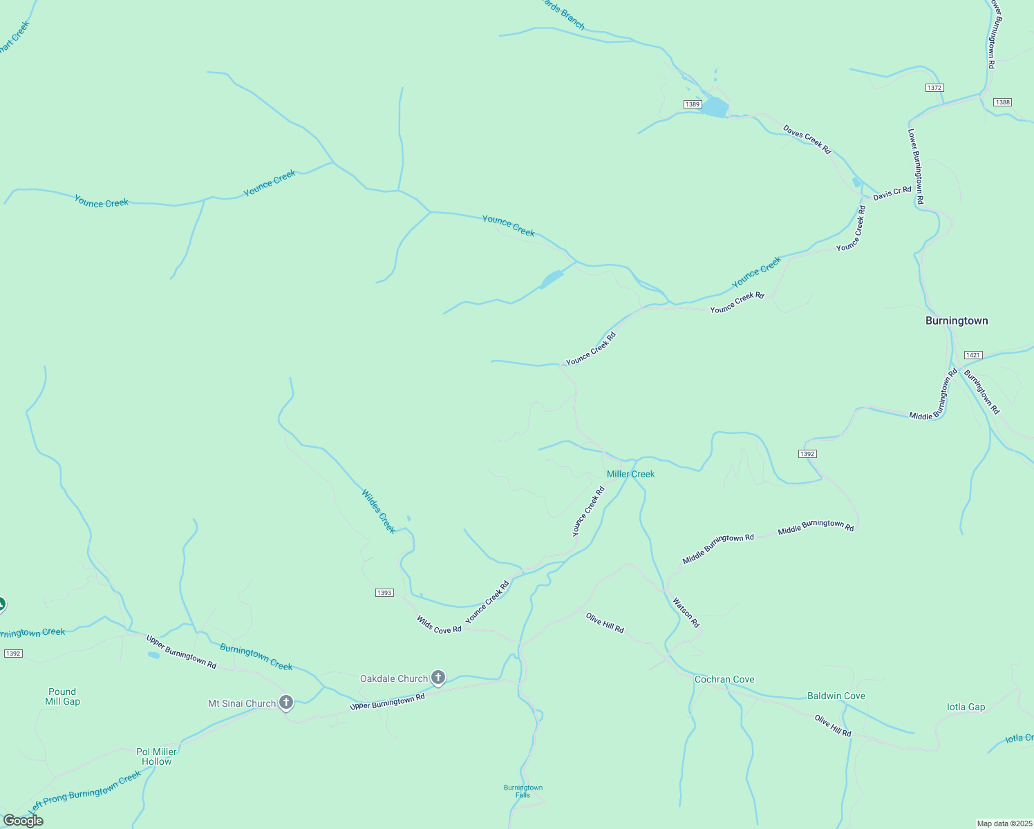 map of restaurants, bars, coffee shops, grocery stores, and more near Younce Creek Road in Franklin