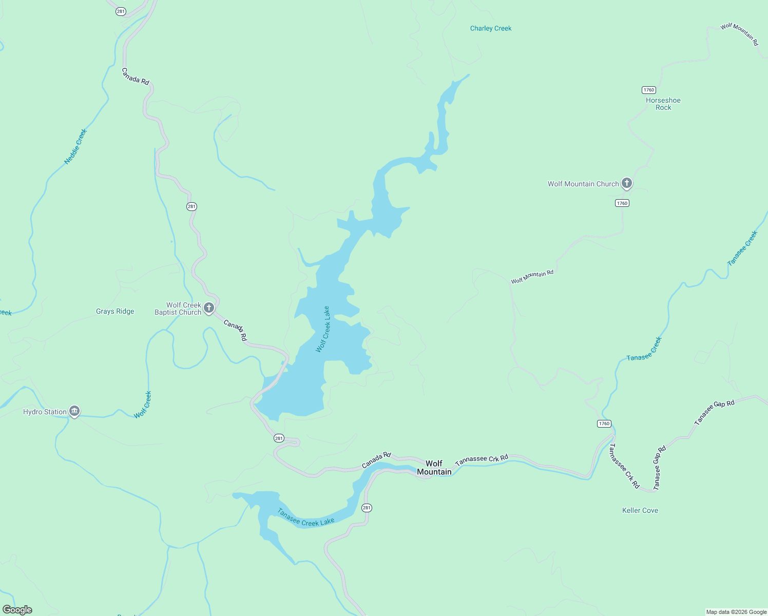 map of restaurants, bars, coffee shops, grocery stores, and more near 8B Wolf Lake Road in Tuckasegee