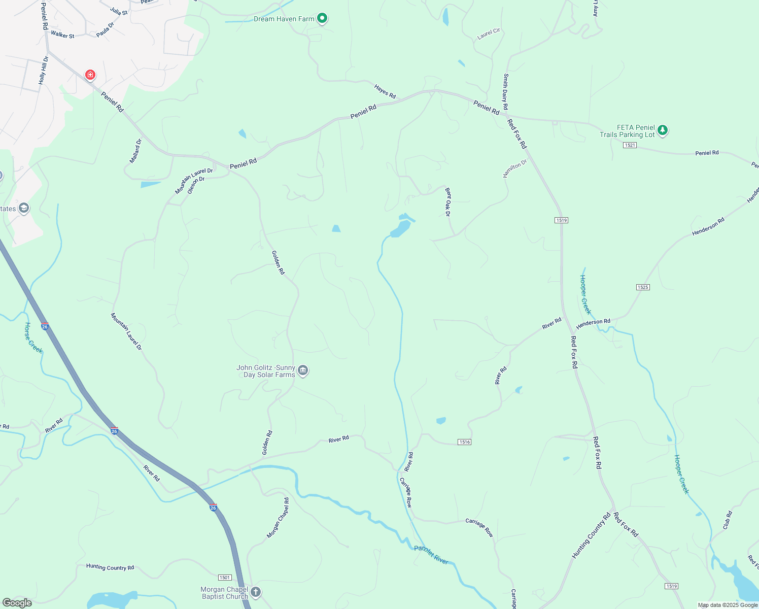 map of restaurants, bars, coffee shops, grocery stores, and more near 590 River Knoll Way in Tryon