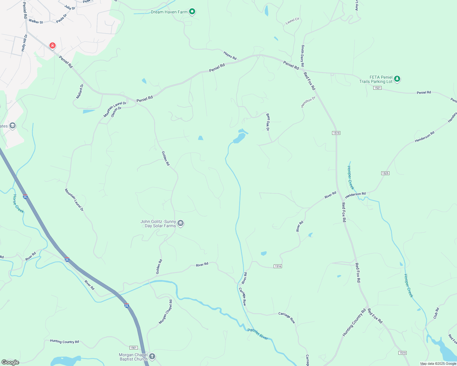 map of restaurants, bars, coffee shops, grocery stores, and more near 590 River Knoll Way in Tryon