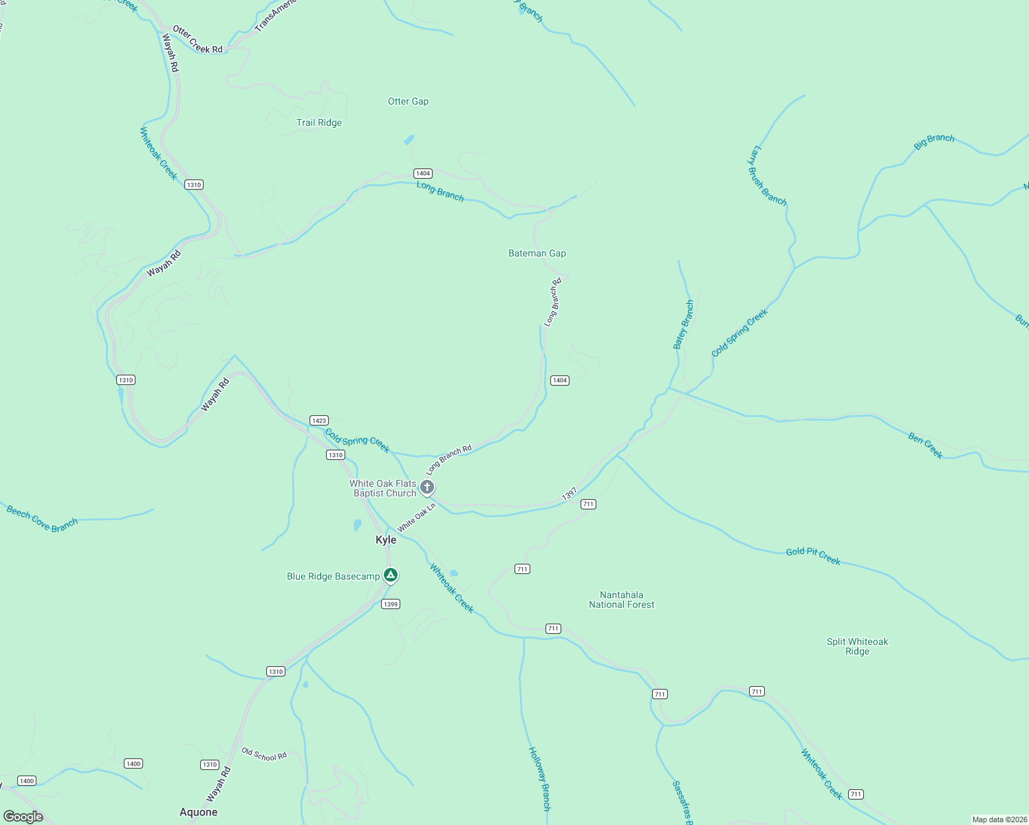 map of restaurants, bars, coffee shops, grocery stores, and more near Long Branch Rd in Topton