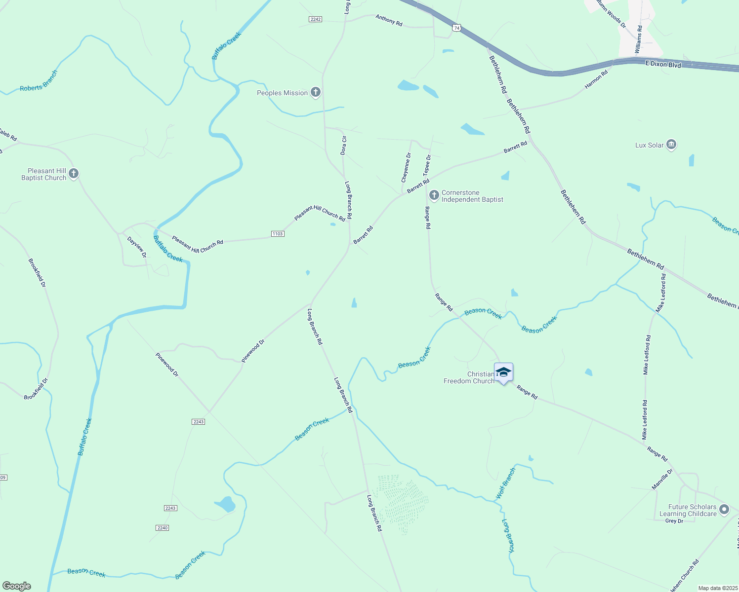 map of restaurants, bars, coffee shops, grocery stores, and more near 130 Mann Court in Kings Mountain