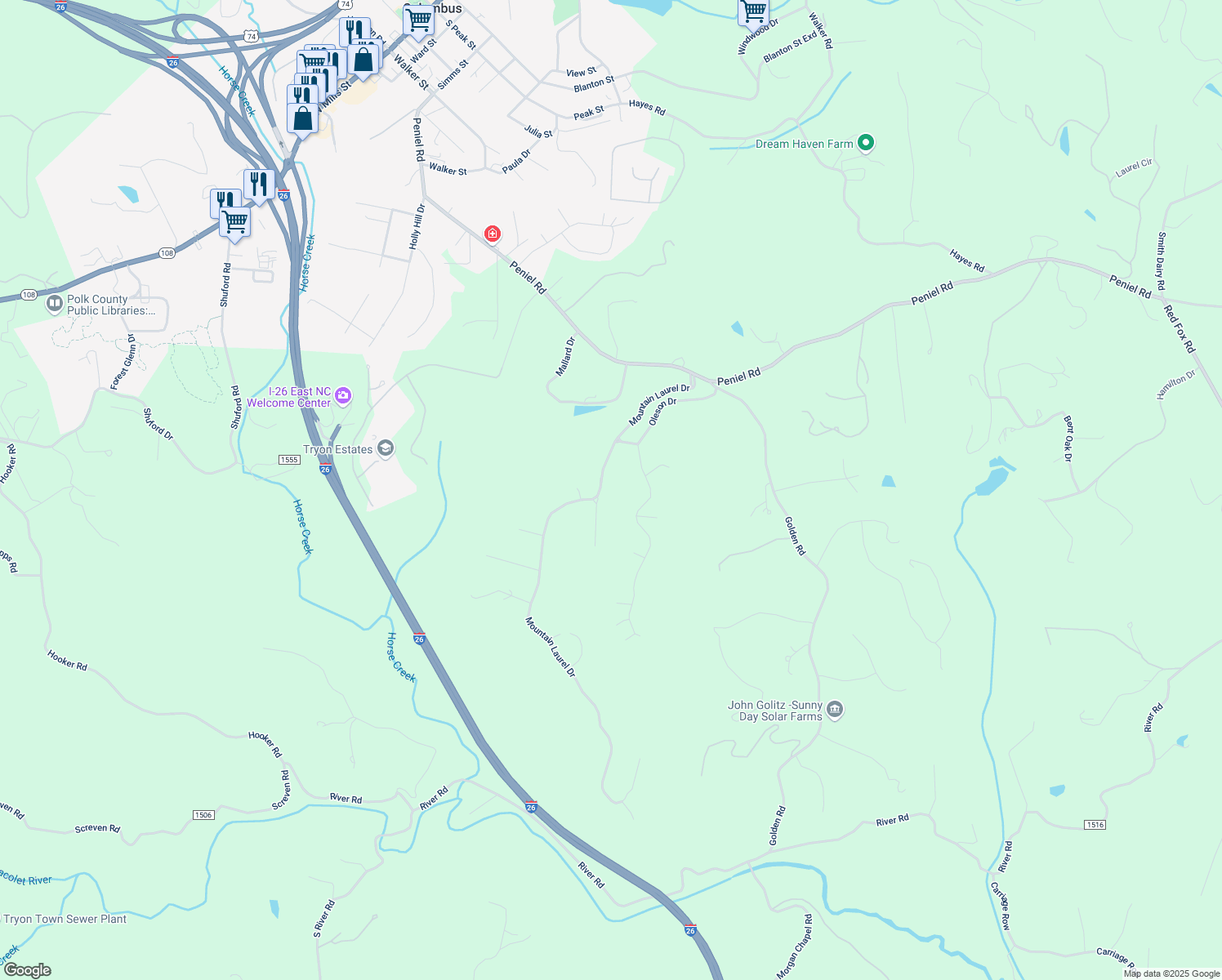 map of restaurants, bars, coffee shops, grocery stores, and more near 491 Mountain Laurel Drive in Columbus
