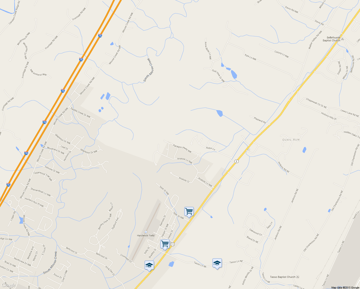 map of restaurants, bars, coffee shops, grocery stores, and more near 581 Paragon Parkway Northwest in Cleveland