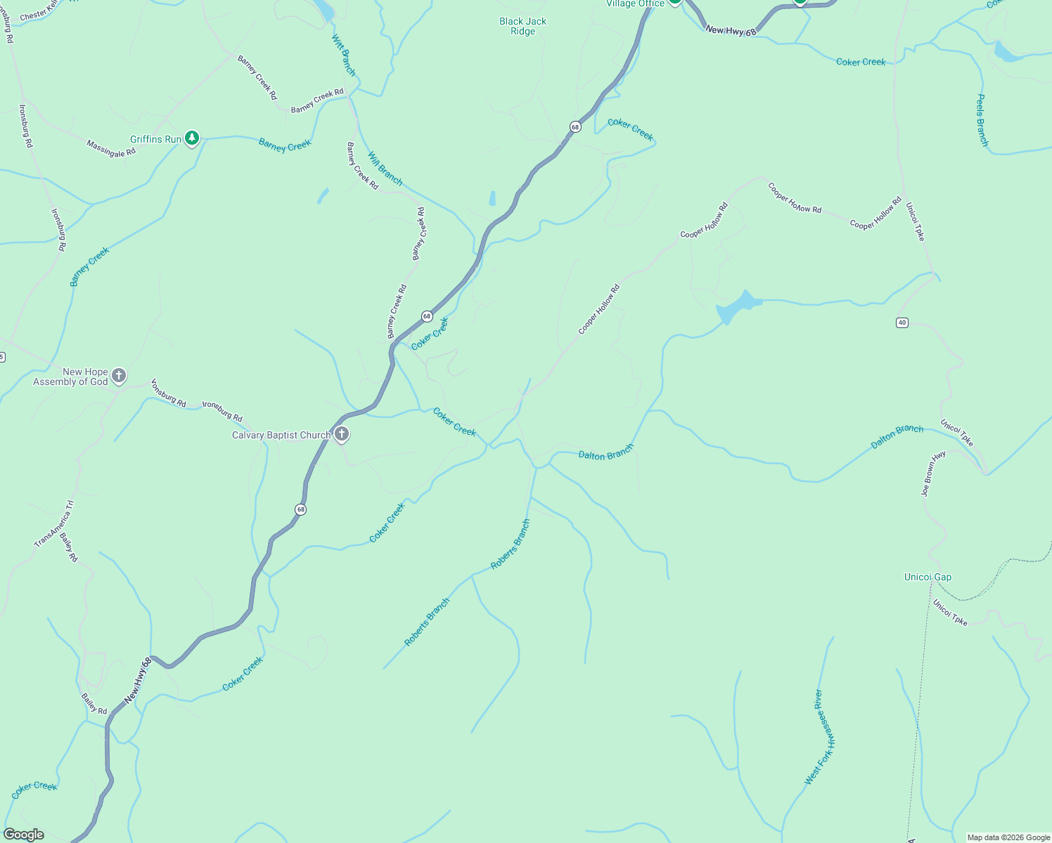 map of restaurants, bars, coffee shops, grocery stores, and more near 310 Cooper Hollow Road in Tellico Plains