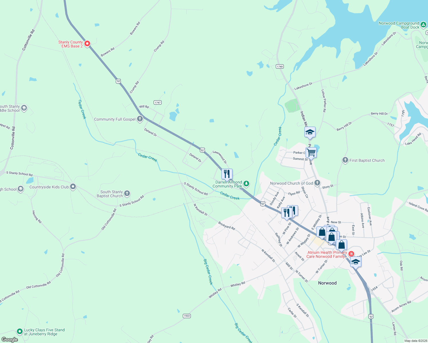 map of restaurants, bars, coffee shops, grocery stores, and more near 239 Wind Rd in Norwood