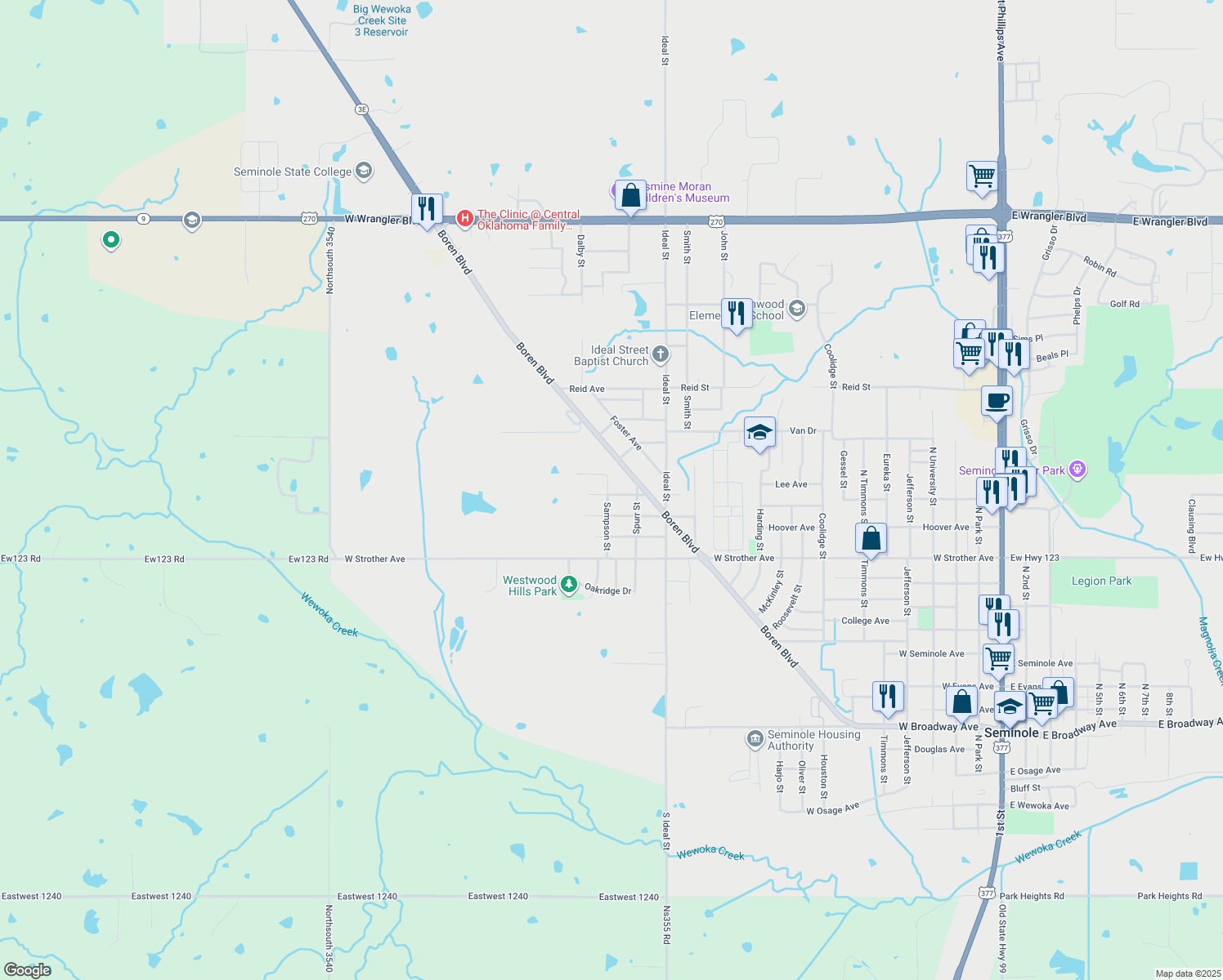 map of restaurants, bars, coffee shops, grocery stores, and more near 1832 Lewis Avenue in Seminole