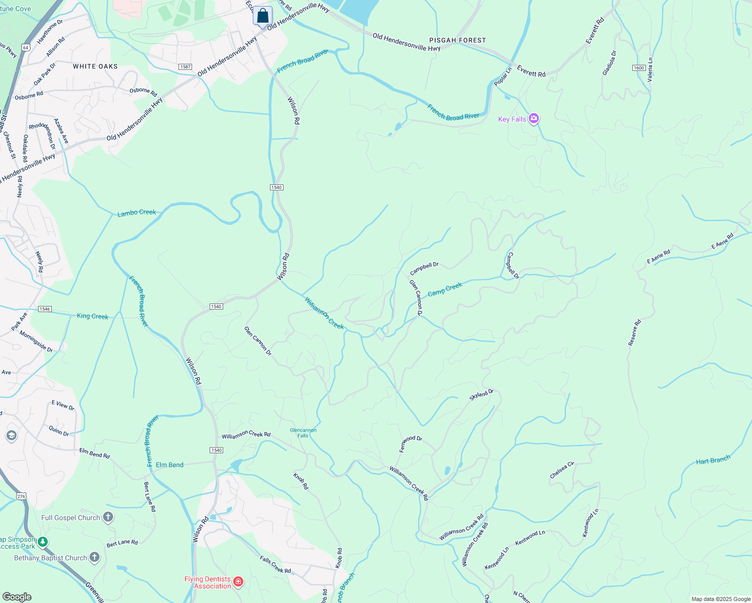 map of restaurants, bars, coffee shops, grocery stores, and more near 141 Glen Cannon Point in Pisgah Forest