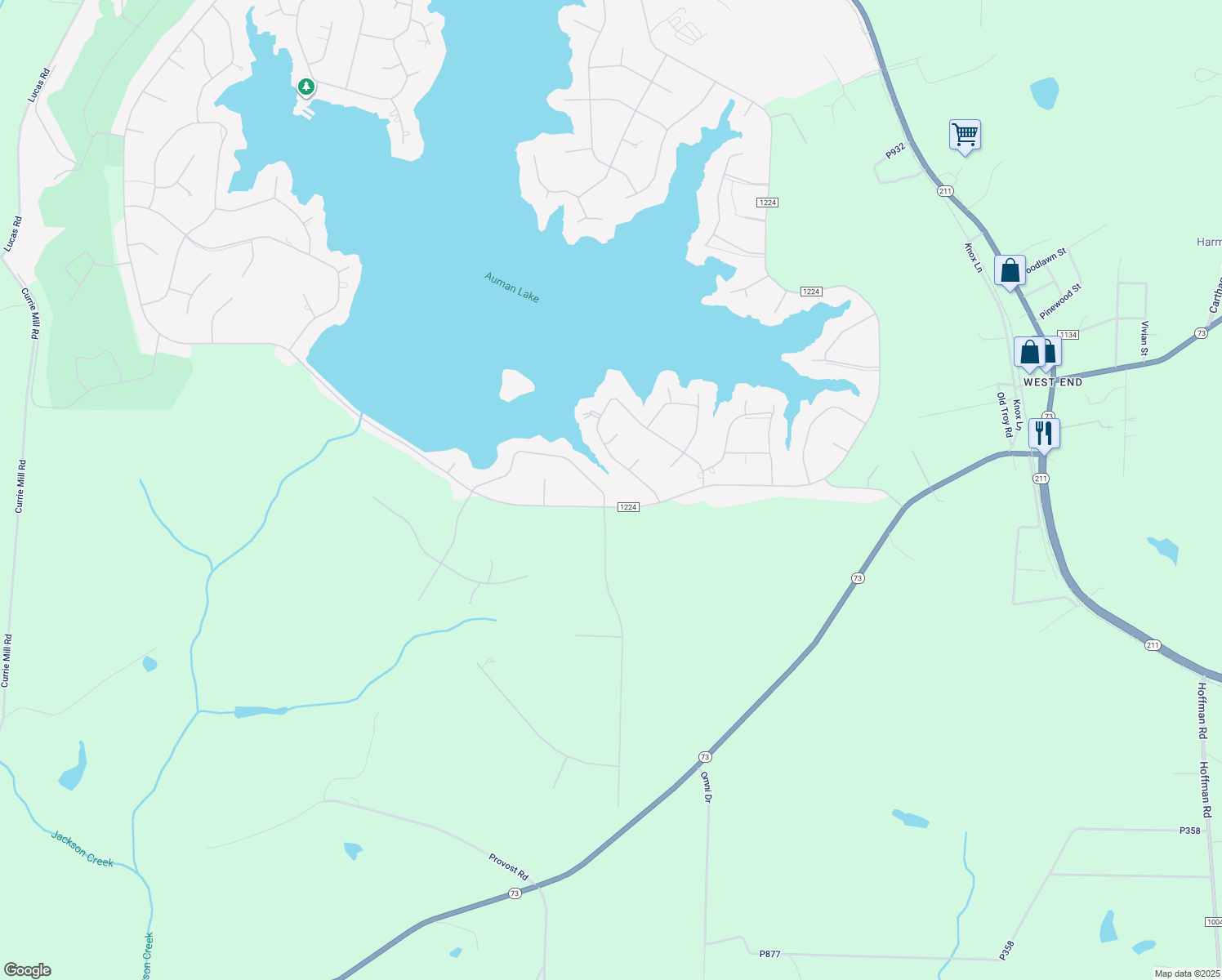 map of restaurants, bars, coffee shops, grocery stores, and more near 147 Andrews Drive in West End