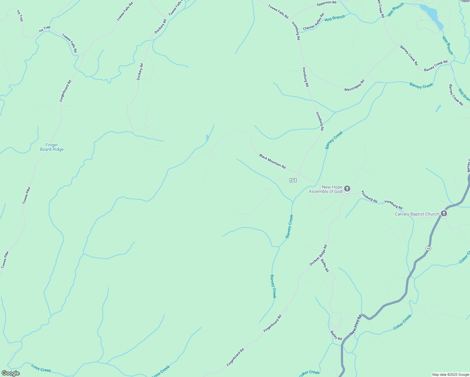 map of restaurants, bars, coffee shops, grocery stores, and more near 156 County Road 675 in Tellico Plains