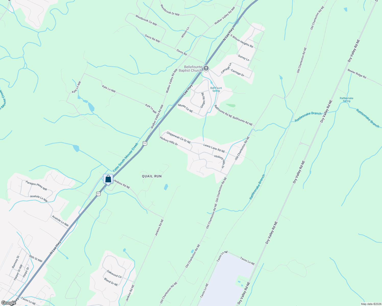 map of restaurants, bars, coffee shops, grocery stores, and more near 358 Hickory Hills Drive in Cleveland