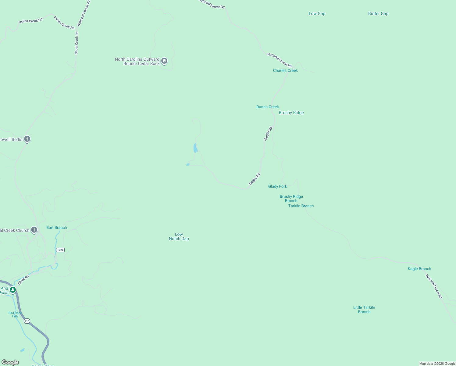 map of restaurants, bars, coffee shops, grocery stores, and more near Ziegler Road in Brevard