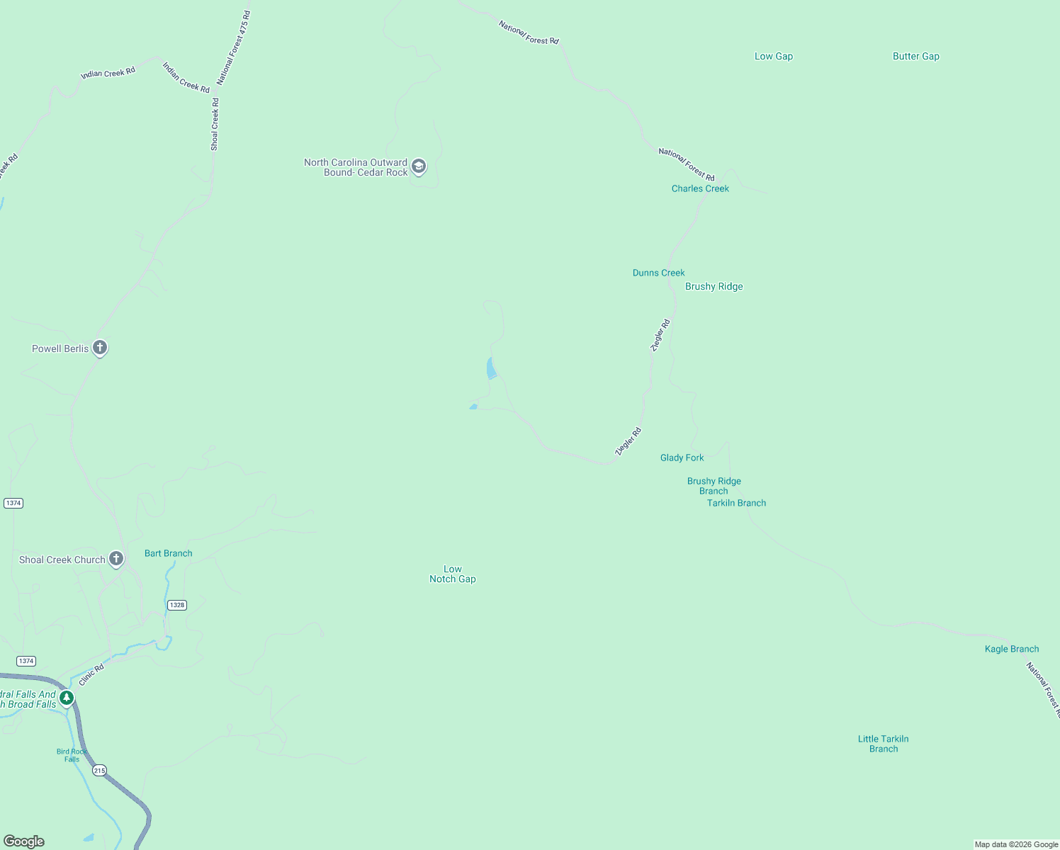map of restaurants, bars, coffee shops, grocery stores, and more near Ziegler Road in Transylvania County