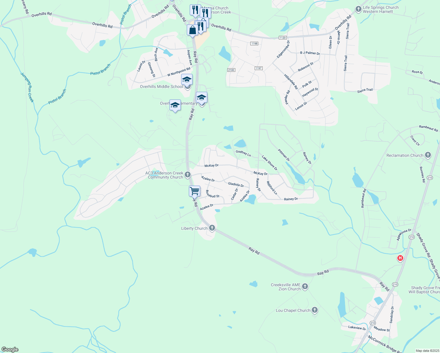 map of restaurants, bars, coffee shops, grocery stores, and more near 41 Carnation Cir in Spring Lake