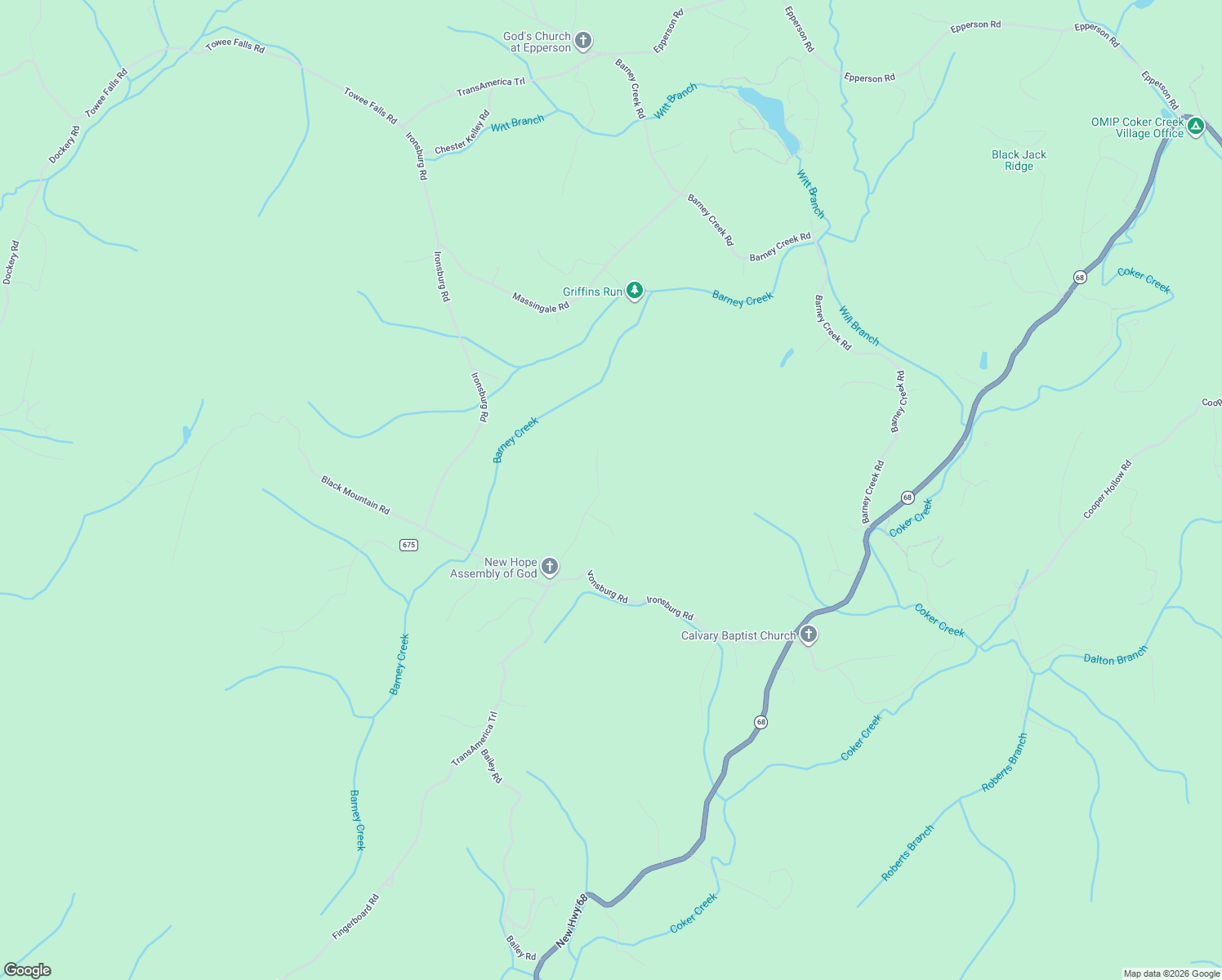 map of restaurants, bars, coffee shops, grocery stores, and more near 170 Robert Smith Road in Tellico Plains