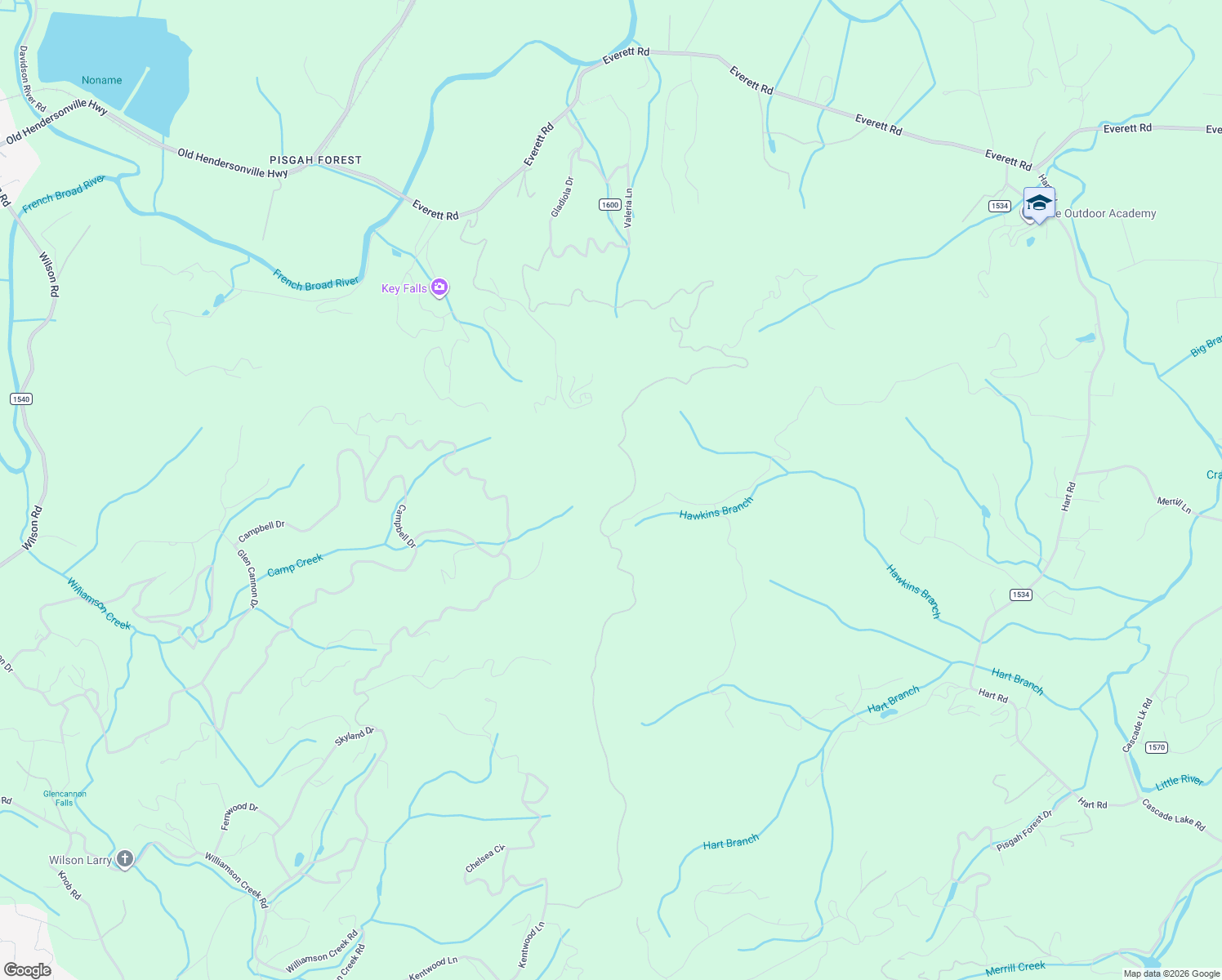 map of restaurants, bars, coffee shops, grocery stores, and more near 2069 Reserve Road in Pisgah Forest