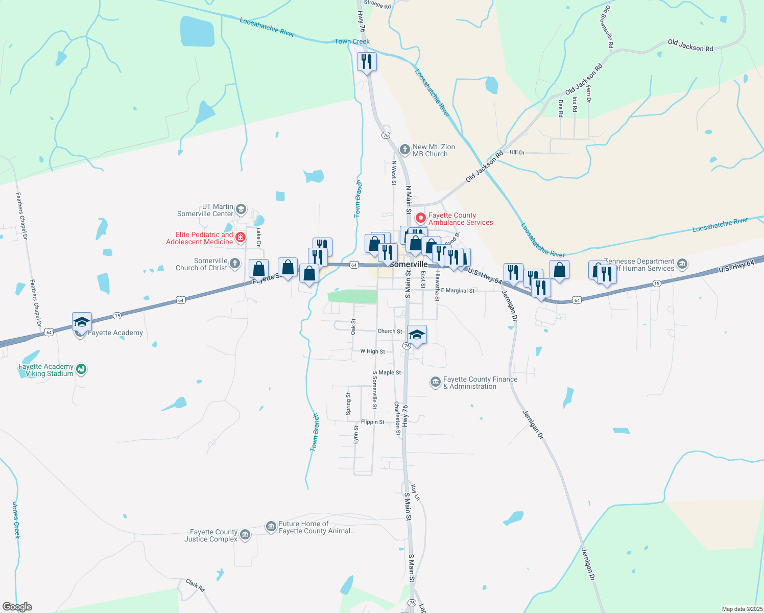 map of restaurants, bars, coffee shops, grocery stores, and more near 404 South Somerville Street in Somerville