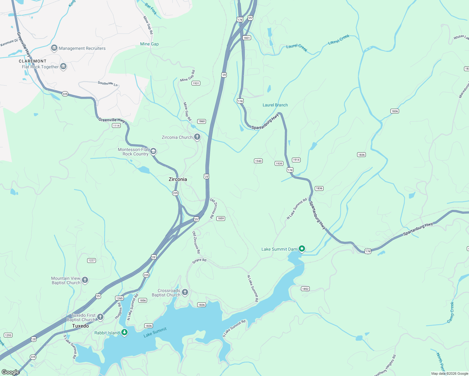 map of restaurants, bars, coffee shops, grocery stores, and more near 103 Saddle Top Road in Flat Rock