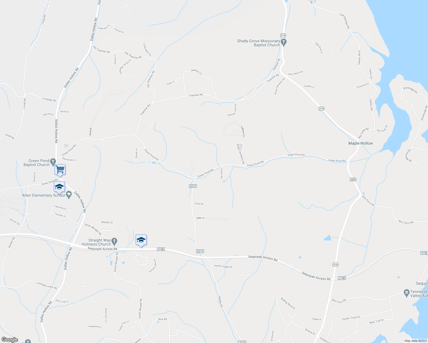 map of restaurants, bars, coffee shops, grocery stores, and more near 1724 Green Pond Rd in Soddy-Daisy