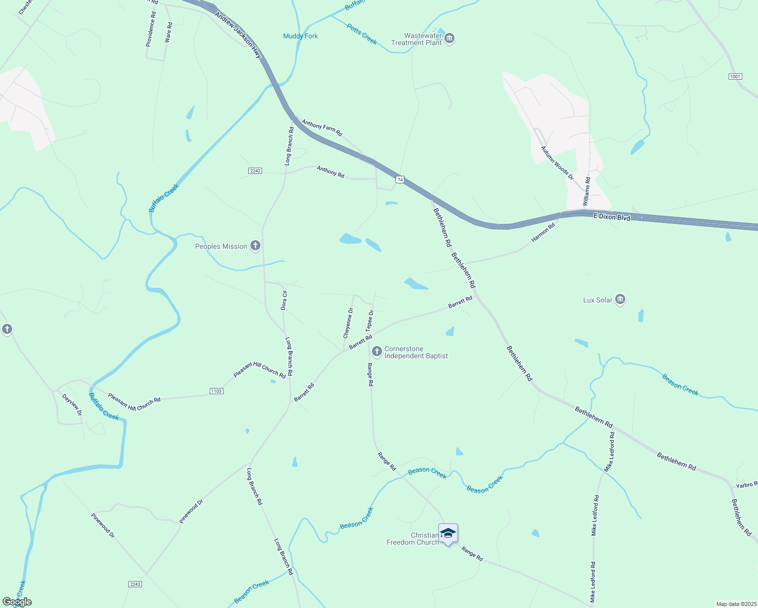 map of restaurants, bars, coffee shops, grocery stores, and more near 118 Tepee Drive in Kings Mountain