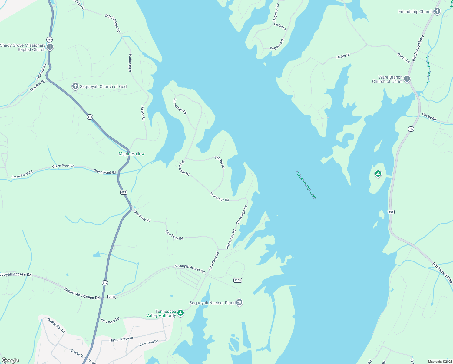 map of restaurants, bars, coffee shops, grocery stores, and more near 2727 Thicket Road in Soddy-Daisy
