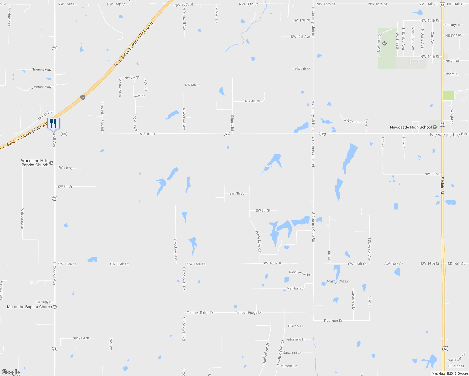 map of restaurants, bars, coffee shops, grocery stores, and more near 2033 Southwest 7th Street in Newcastle