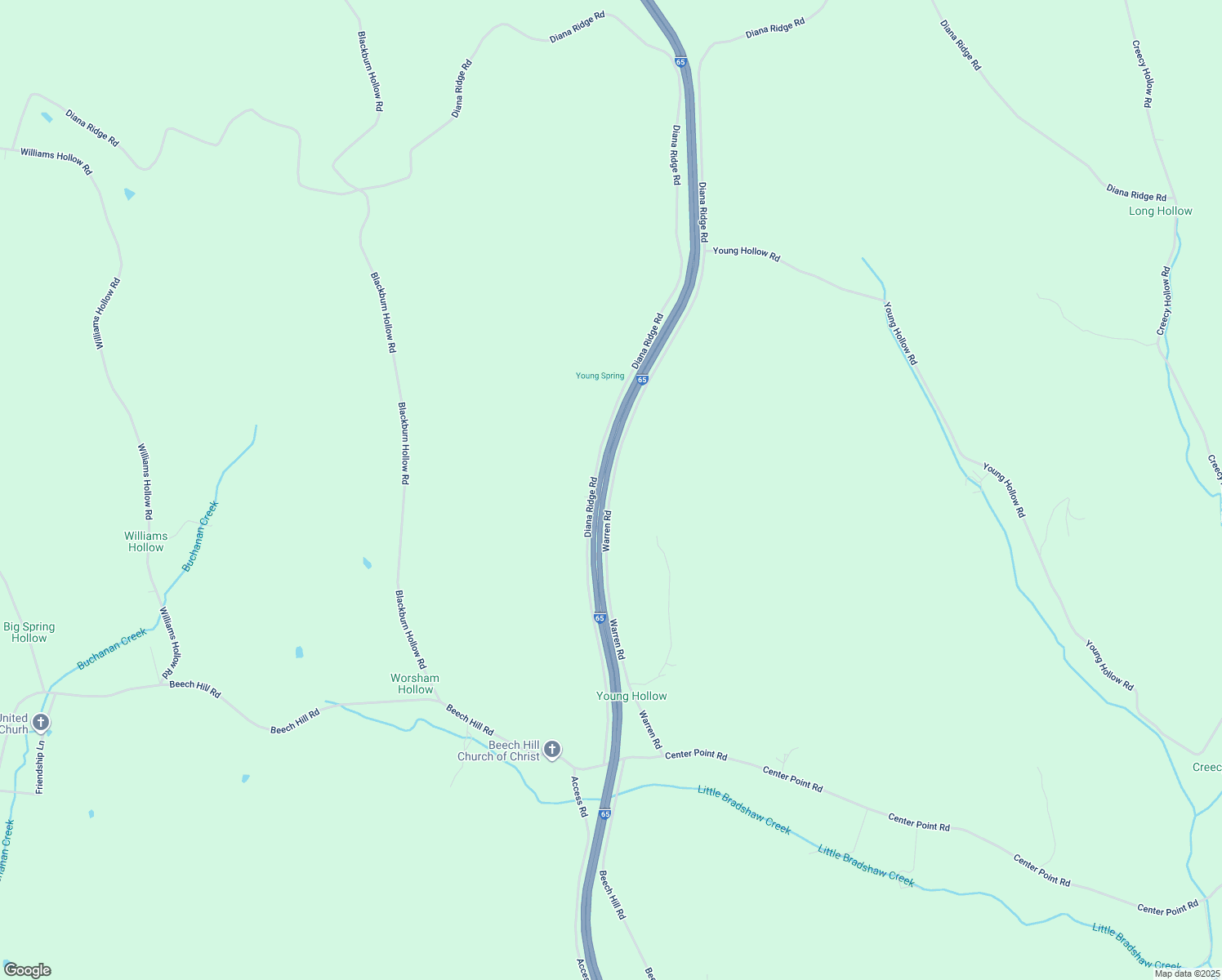 map of restaurants, bars, coffee shops, grocery stores, and more near Warren Rd in Pulaski