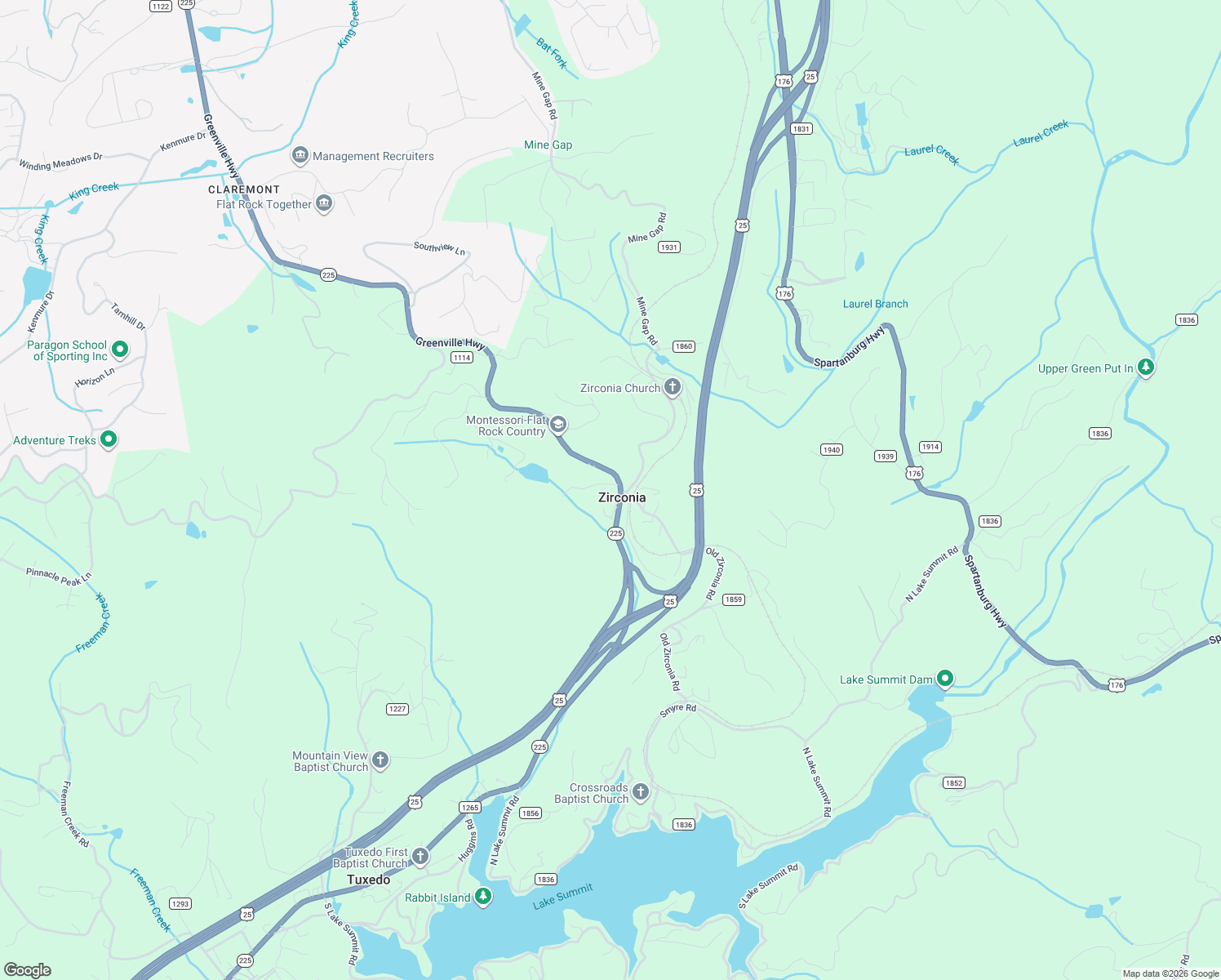 map of restaurants, bars, coffee shops, grocery stores, and more near 25 Weathervane Lane in Zirconia