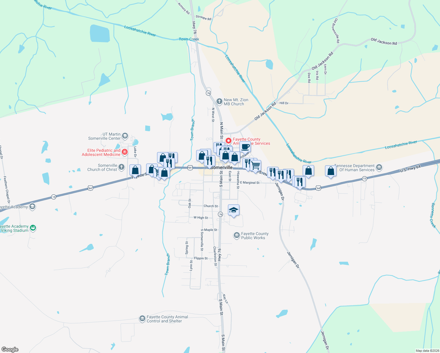 map of restaurants, bars, coffee shops, grocery stores, and more near 12915 South Main Street in Somerville