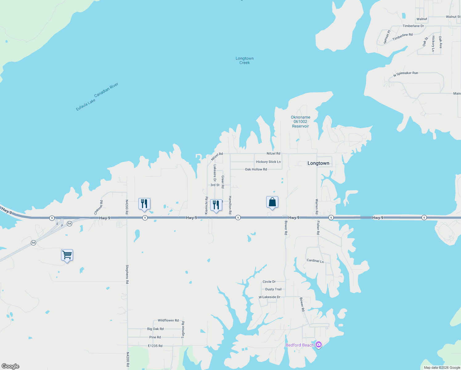 map of restaurants, bars, coffee shops, grocery stores, and more near Hamilton Rd in Longtown