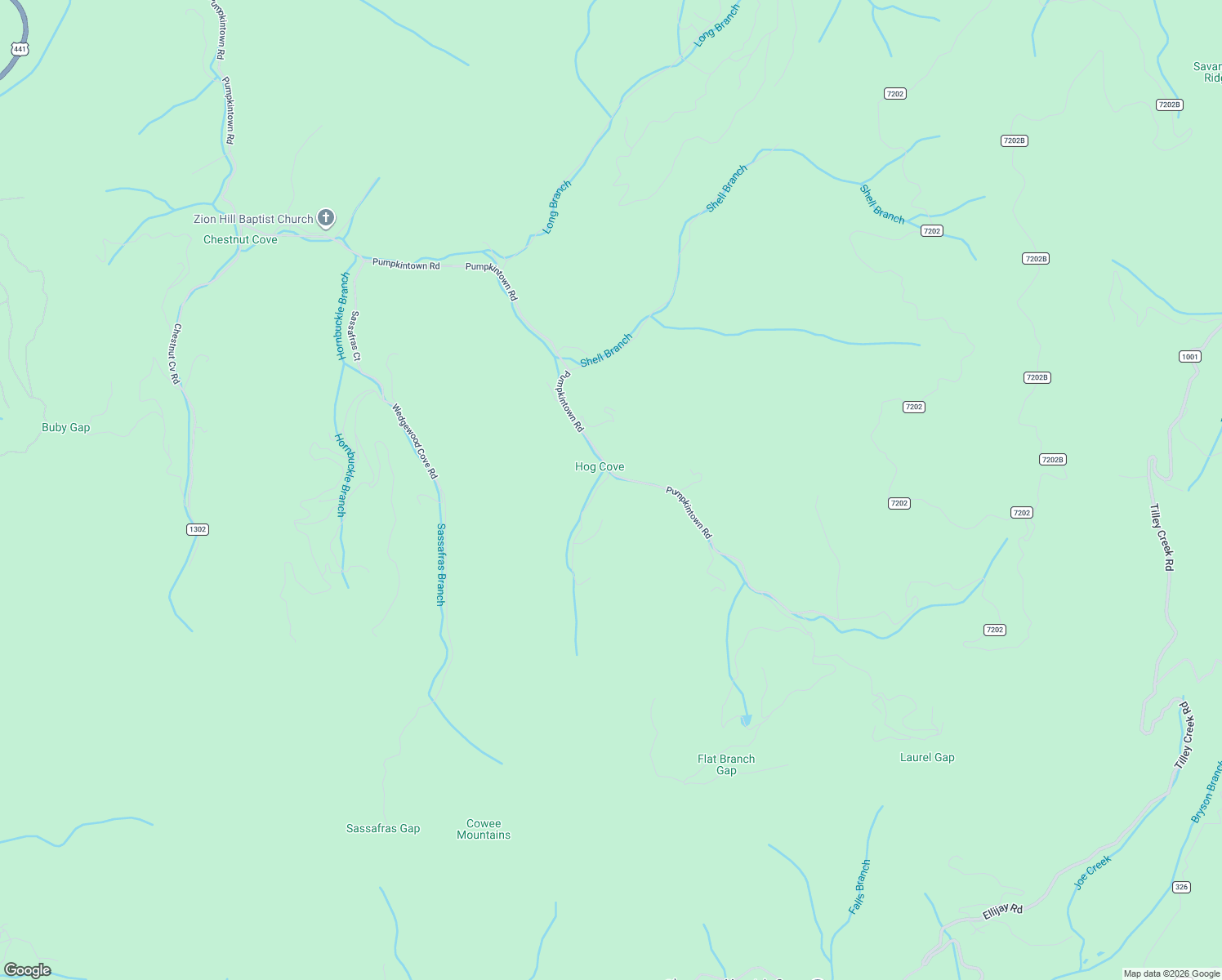 map of restaurants, bars, coffee shops, grocery stores, and more near 109 Hog Cove Road in Sylva