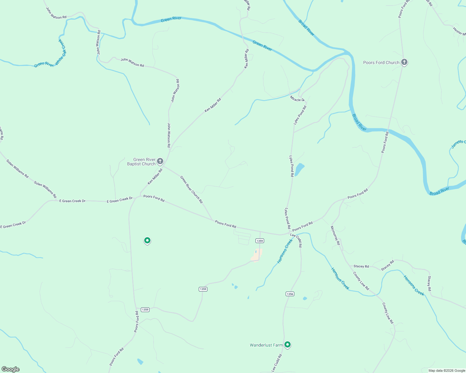 map of restaurants, bars, coffee shops, grocery stores, and more near 207 Wagon Lane in Rutherfordton