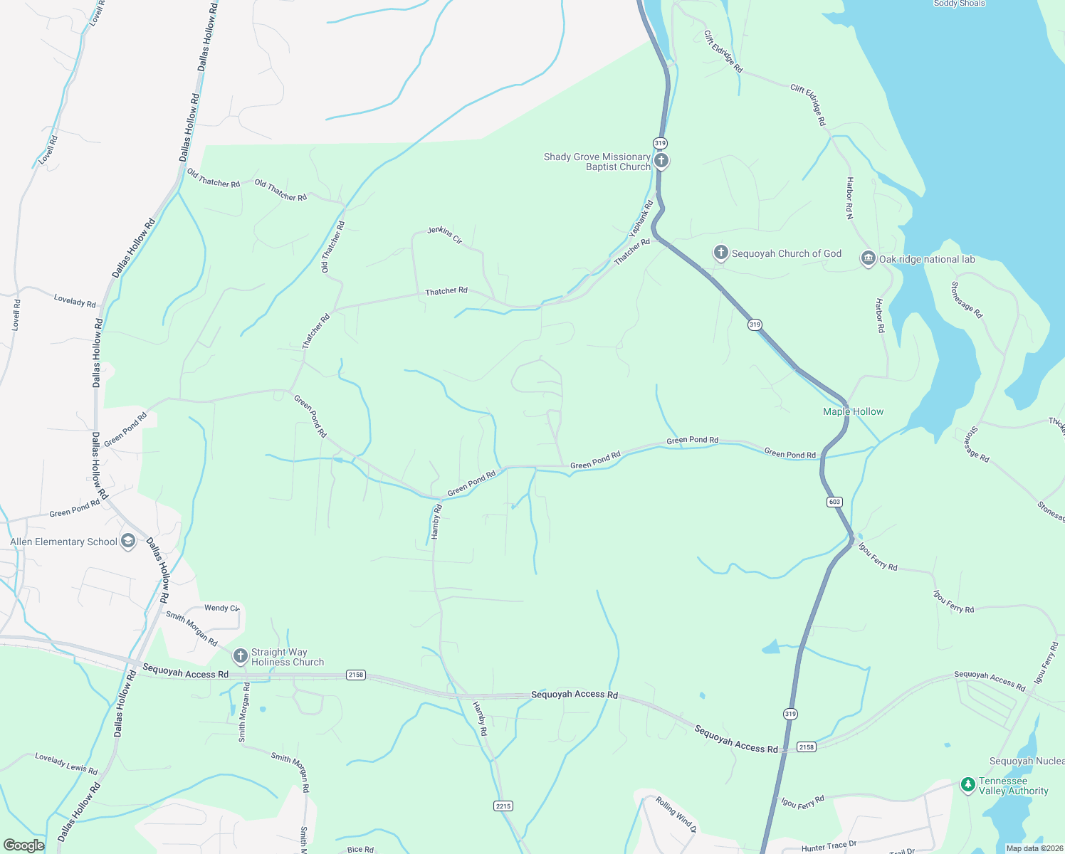 map of restaurants, bars, coffee shops, grocery stores, and more near 10525 Dodd Cemetery Road in Soddy-Daisy