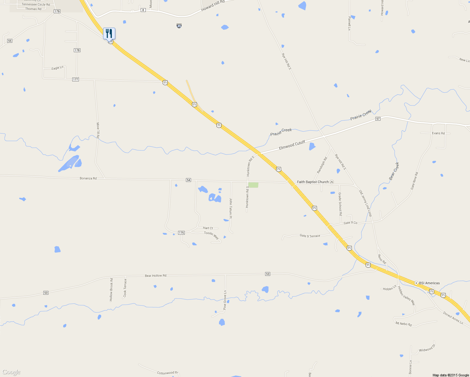 map of restaurants, bars, coffee shops, grocery stores, and more near 14819 John Tatum Place in Fort Smith