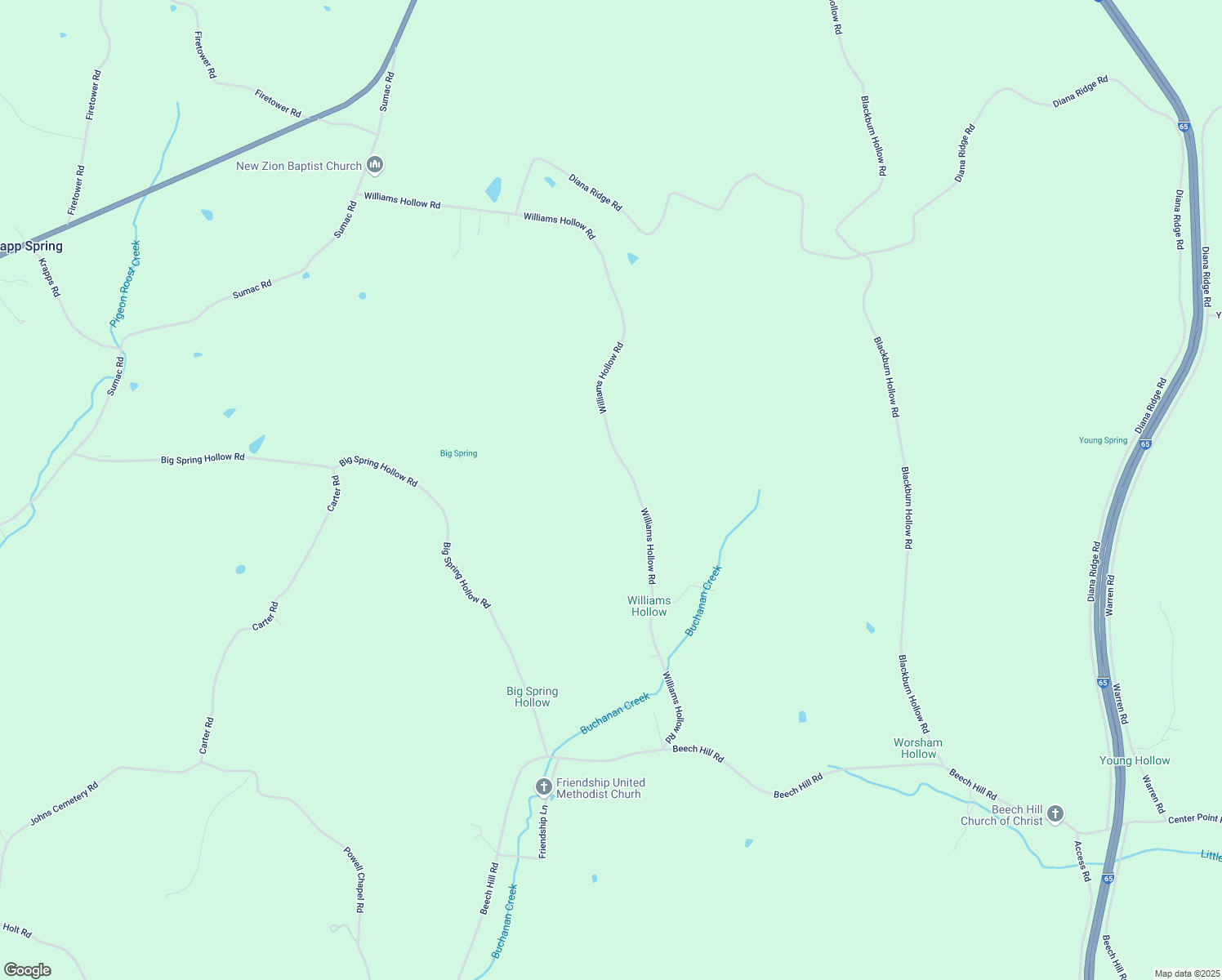 map of restaurants, bars, coffee shops, grocery stores, and more near 955 Williams Hollow Road in Pulaski