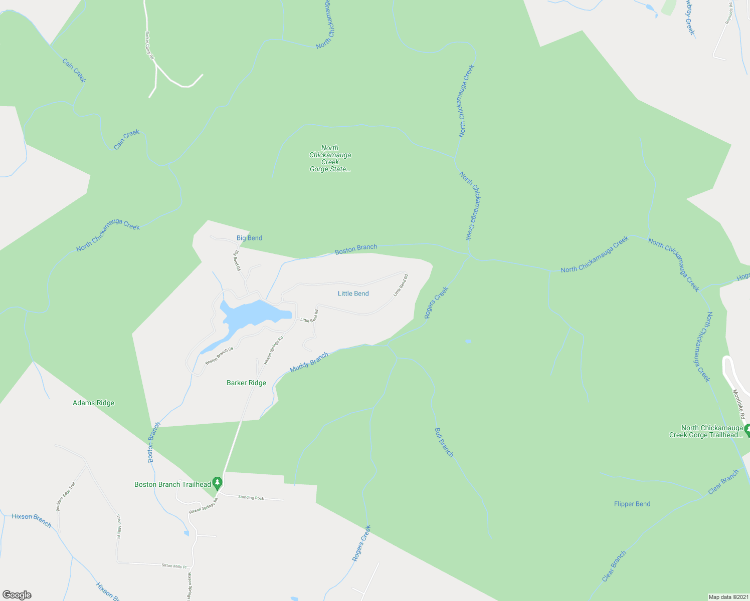 map of restaurants, bars, coffee shops, grocery stores, and more near 2265 Little Bend Road in Signal Mountain