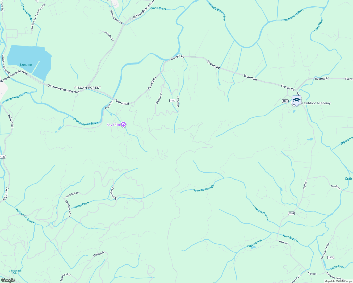 map of restaurants, bars, coffee shops, grocery stores, and more near 9 Everett Road in Pisgah Forest