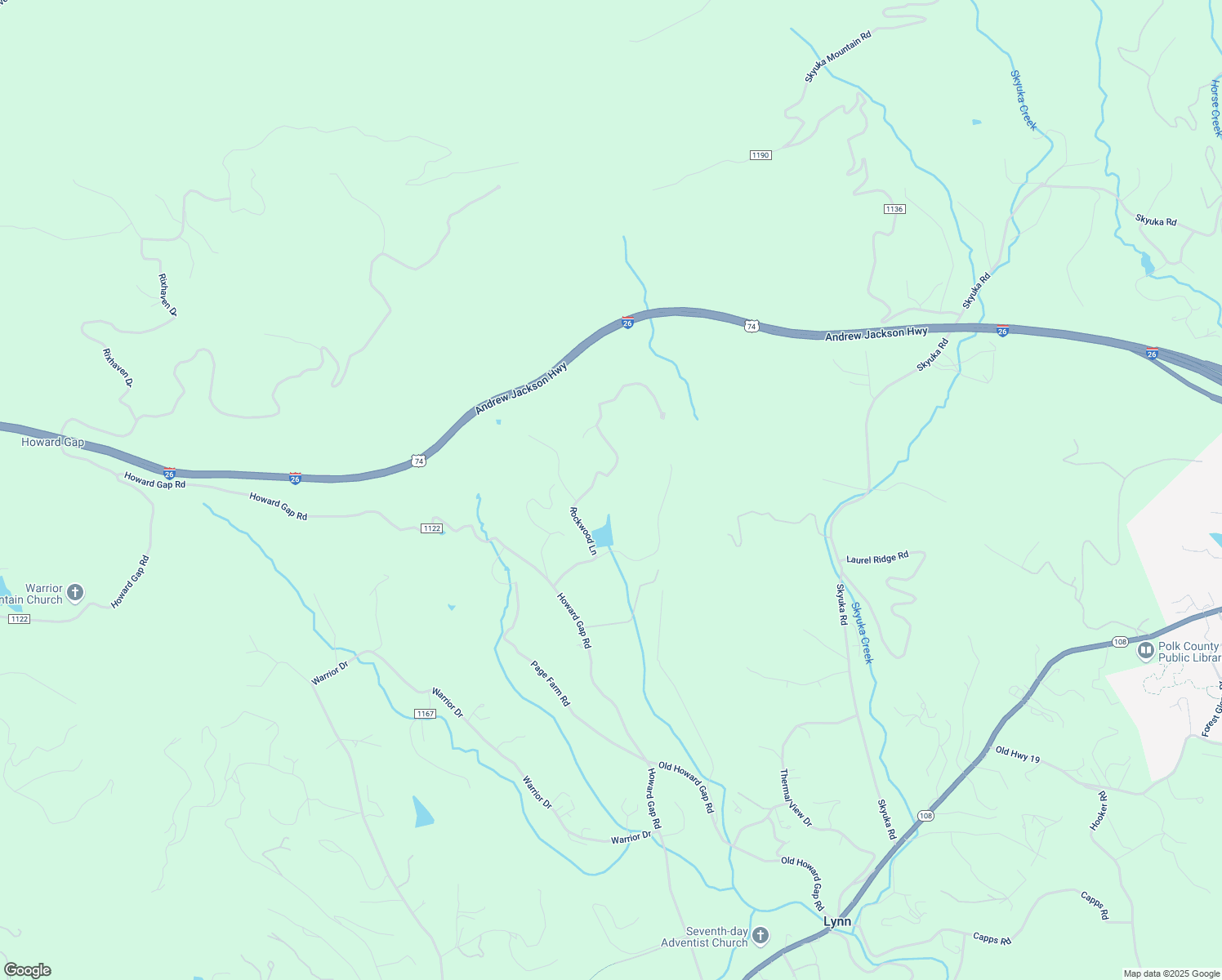 map of restaurants, bars, coffee shops, grocery stores, and more near 438 Rockwood Lane in Tryon