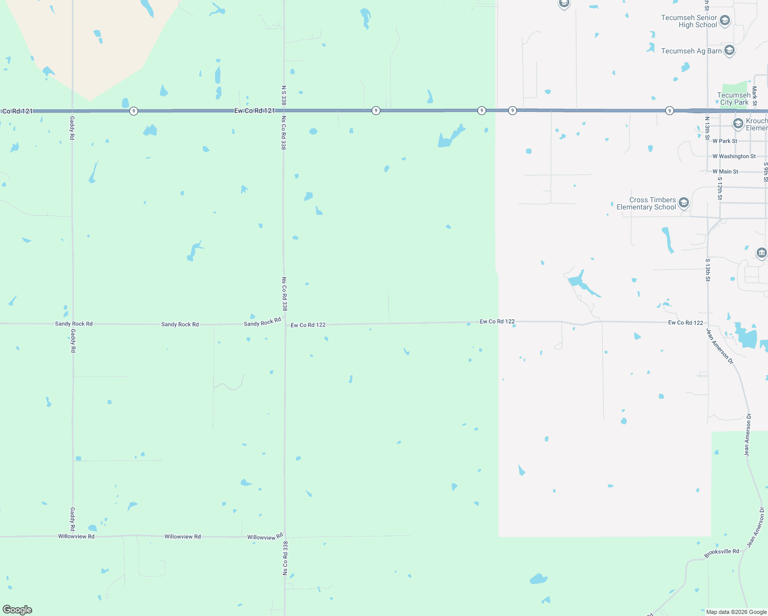 map of restaurants, bars, coffee shops, grocery stores, and more near 38571 Sandy Rock Rd in Tecumseh