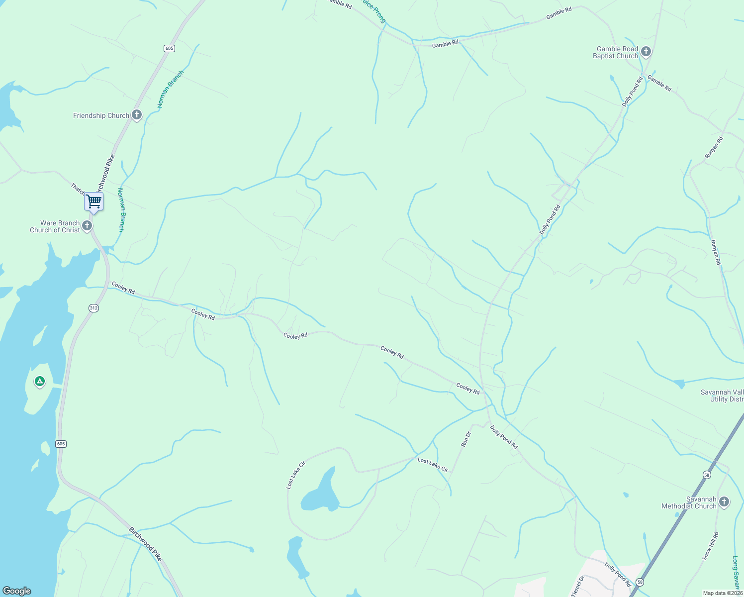 map of restaurants, bars, coffee shops, grocery stores, and more near 6835 Cooley Road in Ooltewah
